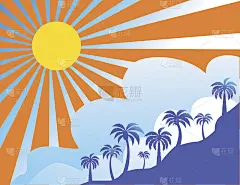 夏天的颜色背景与棕榈树