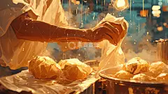 人物手势场景场景AI插画壁纸背景图片素材高清模板免费下载-趣麦麦图