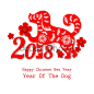 2018 中国新年纸切割年的狗矢量设计佛