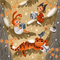 插画分享_温馨配色 超治愈儿童绘本圣诞节_4_我是一朵西兰花_来自小红书网页版