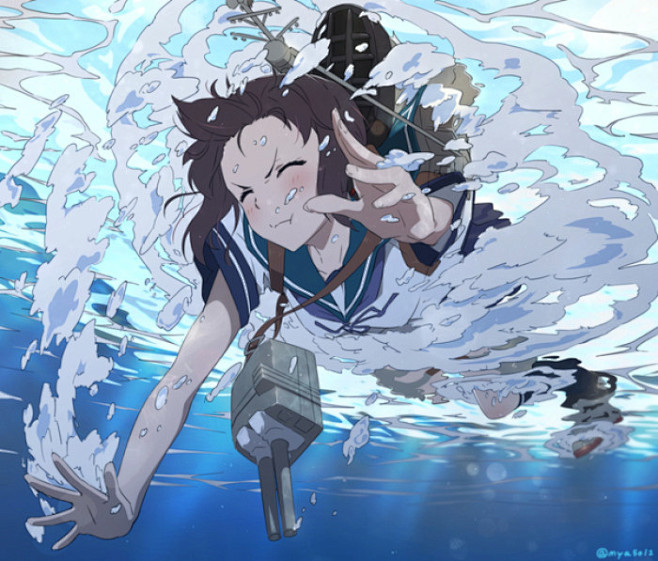 （当动漫人物在水里时）动漫 插画 水里 ...
