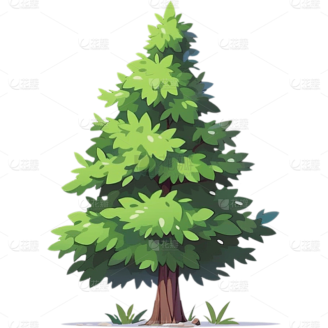 植物动漫风插画树元素素材