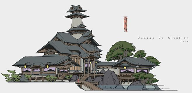 场景单体建筑中式风格大神高清原画