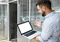 Businessman video conferencing