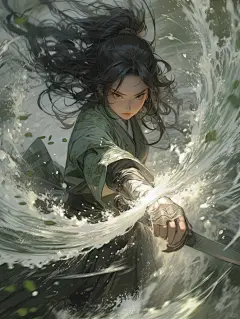 古风执剑少年水墨武侠剑客插画-花瓣网