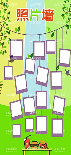 照片墙  - 源文件下载【酷图网】卡通图,汉堡,薯条,可乐,照片墙,卡通方形,