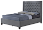 Huntington Queen-Size Tufted Upholstered  Bed in Gray Fabric transitional-panel-beds