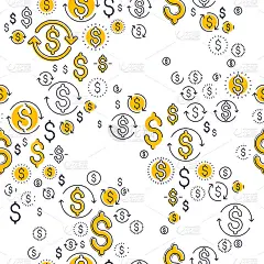 Financial icon set seamless background, backdrop f