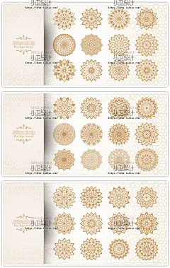 镂空古典曼陀罗万花筒花朵圆环雕刻剪纸花样纹饰图案AI设计素材图-淘宝网
