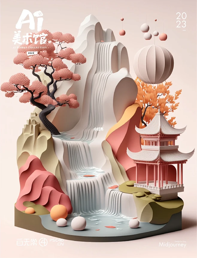 中式纸雕山水-花瓣网