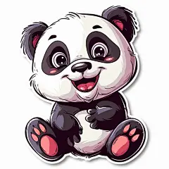 卡通微笑的熊猫素材图片