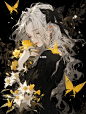唯美淡黄色 | 少女之花与蝶