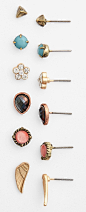 Dainty stud earrings set. One for almost every day of the week!: 