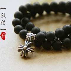 【致信】磨砂黑玛瑙 925银配饰十字架 ...