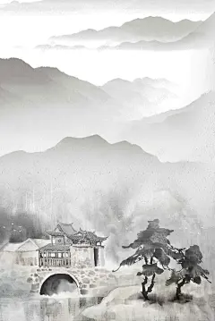 水墨江南黑白魅力城市背景 设计图片 免费下载 页面网页 平面电商 创意素材