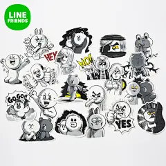 LINE FRIENDS 动漫画风贴纸 动漫周边二次元个性PVC装饰贴纸-tmall.com天猫