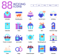 Icons : Whether you are wedding planner, bridal studio, or a pair of newly engaged couple planning for your big day, you may find these 88 Wedding Flat Icons useful for the following purposes: to announce your big day on your website, as supporting graphi