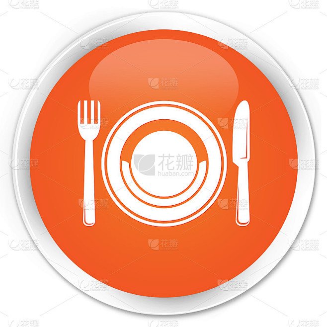 美食盘图标橙色圆形按钮