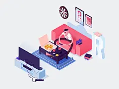 【审美练习 | 等距视角插画】等距视角因其独特的视觉效果而流行，所有的物体都是三维却没有透视，因此制作难度较低，但视觉效果却比普通二维效果高出很多，因此也被称作2.5D风格。作者：Igor Kozak（dribbble.com/igorkozak）#设计秀# ​