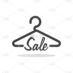 具有销售信的衣架符号。衣服购物概念矢量图