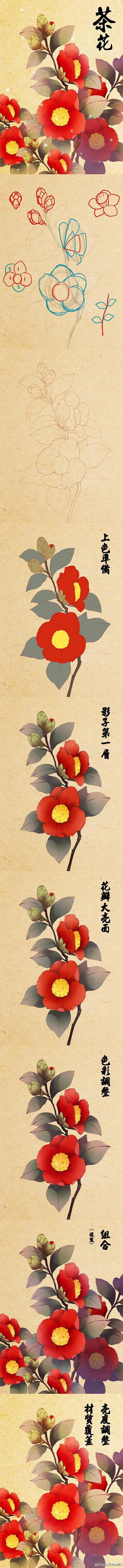 #SAI资源库#一些动漫花的画法，自己借...