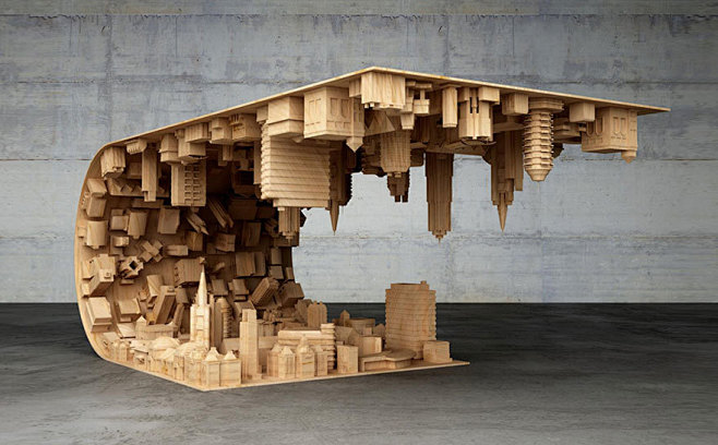 城市雕塑木桌