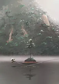 插画师 Jane Bak 一组充满夜的梦幻感插画作品，穿宇航服的航天员在空间中游荡着[心]