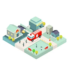 扁平化立体交通道路机场城市建筑2.5D等距插画科技AI矢量PSD素材