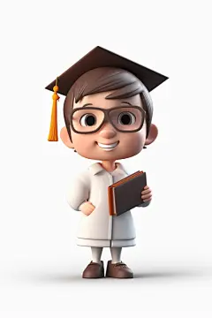 穿学士服戴学士帽毕业季毕业生男生人物模型