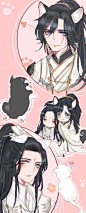 #二哈和他的白猫师尊#  哈哈哈涂好色啦！！粉色可甜（？）！他们贼可爱！！！！艾特太太@肉乎乎大魔王