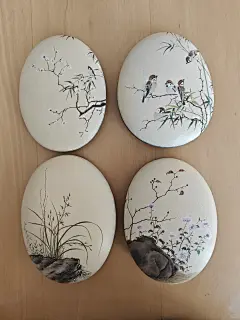 手绘石头画——梅兰竹菊 - 小红书
