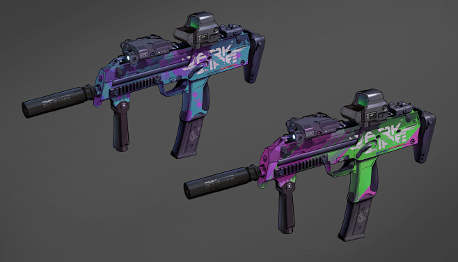 枪械练习06 MP7, yuan z s : 实验一下卡通渲染效果，猛男配色！- - COD16里最爱用的一把枪 Cartoon ...