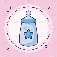 圆形,瓶子,边框,牛奶瓶,星形,儿童,幼儿,婴儿,塑胶