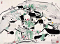 吴冠中江南水乡水墨山水画插画元素33