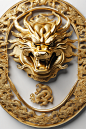 黄金闪亮设计金属黄金龙模型图片