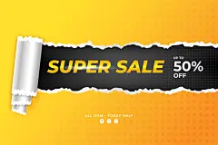 英文黑黄高级感大气促销折扣海报