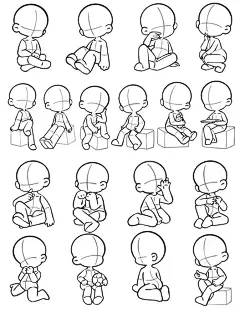 1000＋Q版人物站姿线稿合集参考