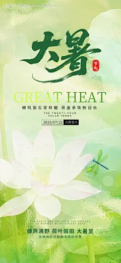 源文件下载【大暑小暑24节气白荷叶夏天绿色鱼儿海】编号：63900031822711997