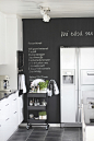 chalkboard wall in black & white kitchen