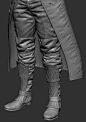 This may contain: a 3d image of a man in leather pants and boots with his hands on his hips