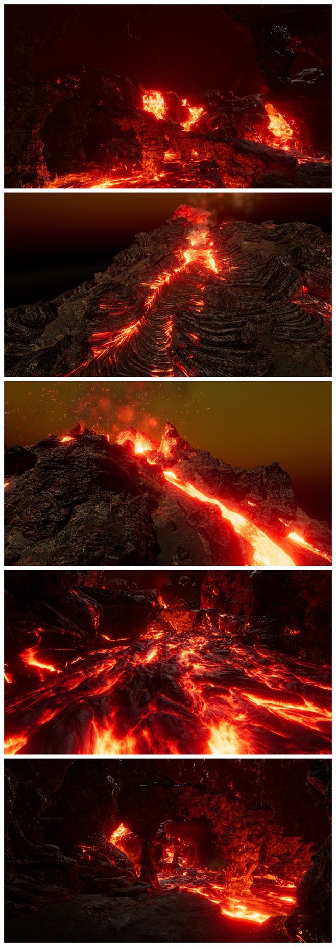 unity3d 火山爆发熔岩岩浆石头地表...