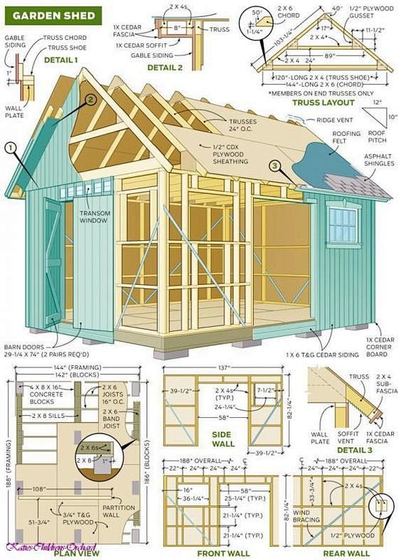小木屋的木结构组件解析图，结构示意图。。
