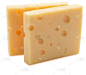 两份(块)Emmental瑞士奶酪。孔和肺泡的结构。在白色背景上隔离
