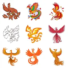 9款中国风传统文化凤呈祥手绘插画装饰PNG图片凤凰元素AI矢量图素材