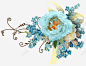 花纹蓝色花朵装饰高清素材 丝带 绿叶 花纹 蓝色花 装饰 元素 免抠png 设计图片 免费下载