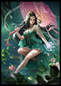 中国风，手绘美女，古装美女