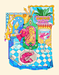 ILLUSTRATION  Digital Art  scarf Fashion  textile design  print pattern edition magazine psychedelic