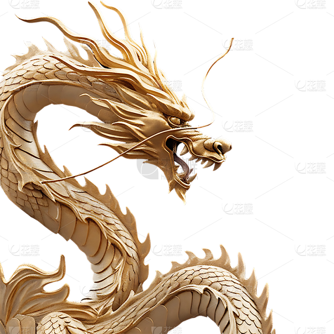 新年春节新春龙年2024立体3D金属金色...