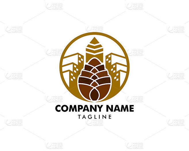 松果建筑设计模板向量