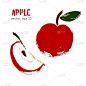 苹果的素描水果插图。手绘刷食器